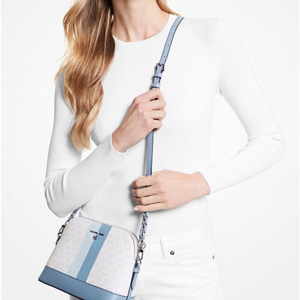 Michael Kors Blue and Cream crossbody bag purse